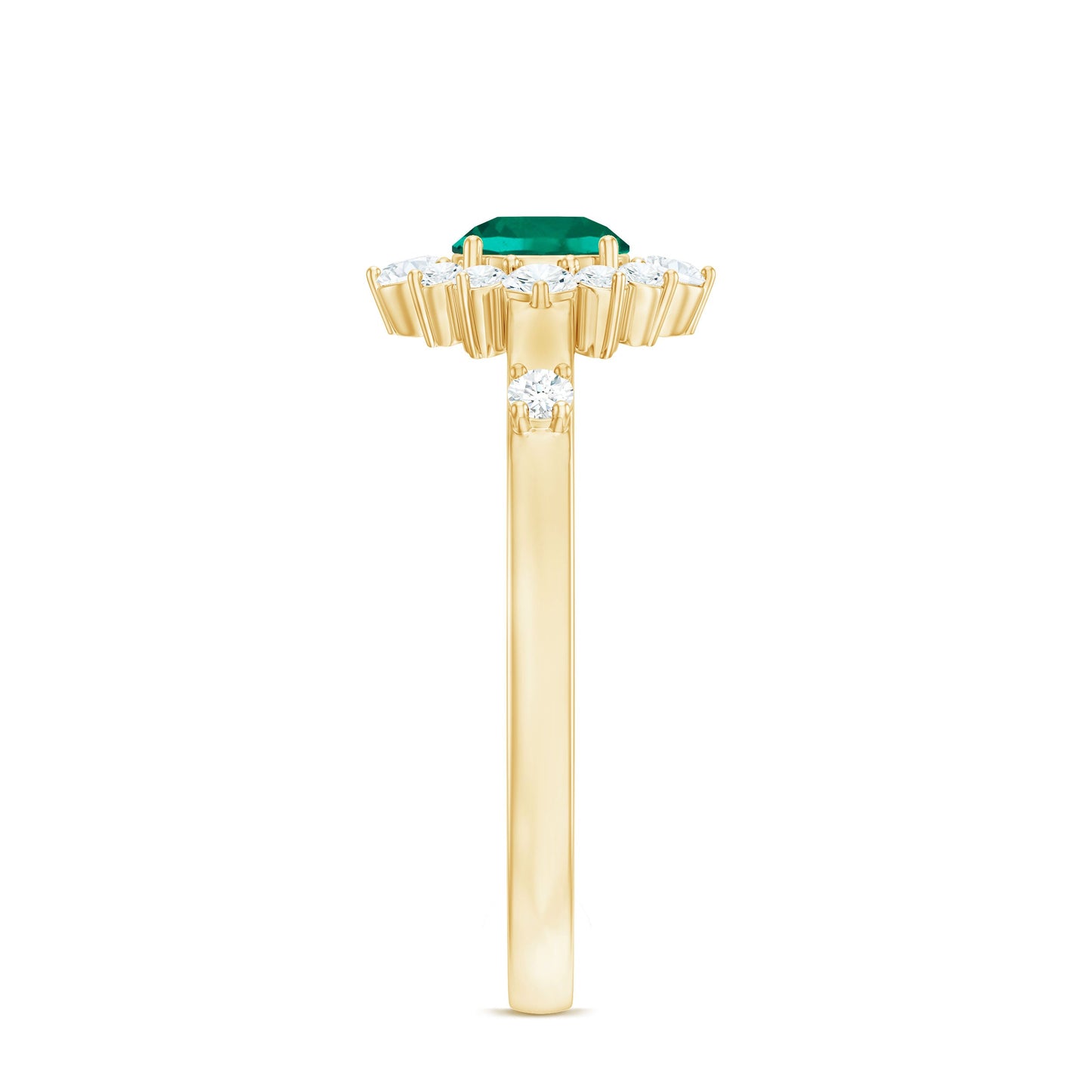 Certified Lab Grown Emerald Classic Engagement Ring with Diamond