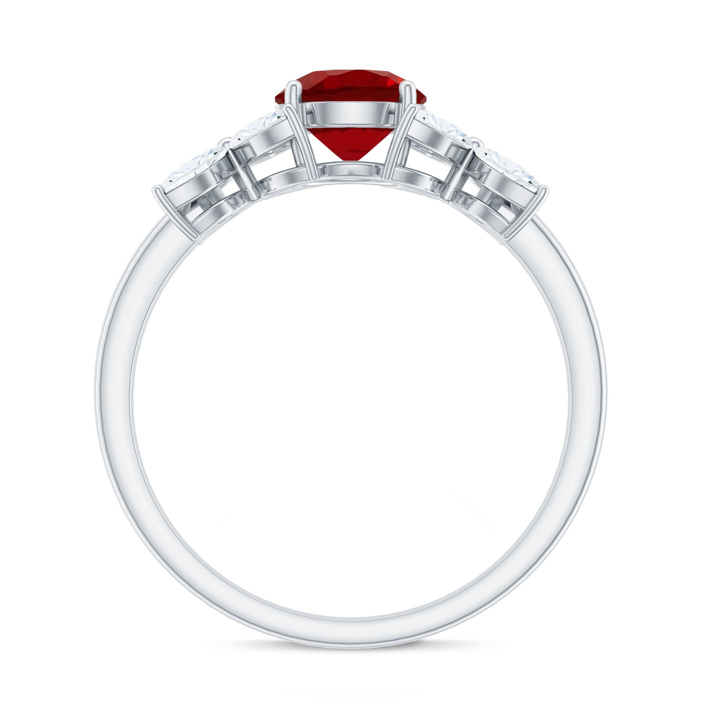 Brilliant Cut Lab Created Ruby Floral Engagement Ring with Certificate