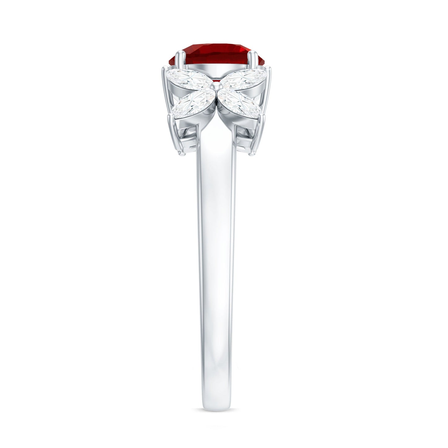 Brilliant Cut Lab Created Ruby Floral Engagement Ring with Certificate