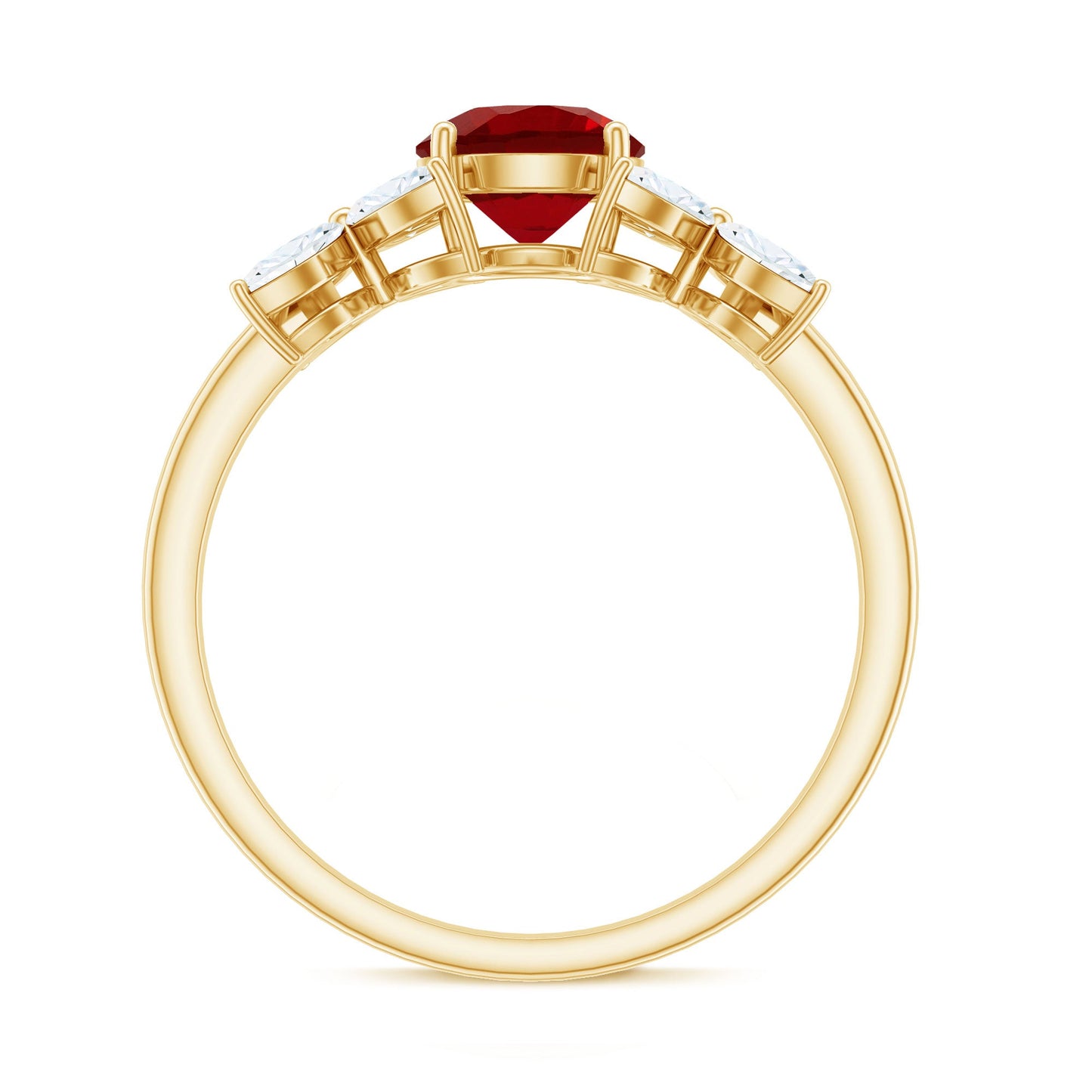 Brilliant Cut Lab Created Ruby Floral Engagement Ring with Certificate