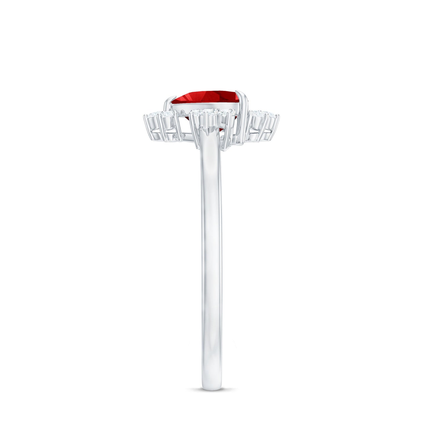 Lab Created Ruby Heart Promise Ring with Diamonds