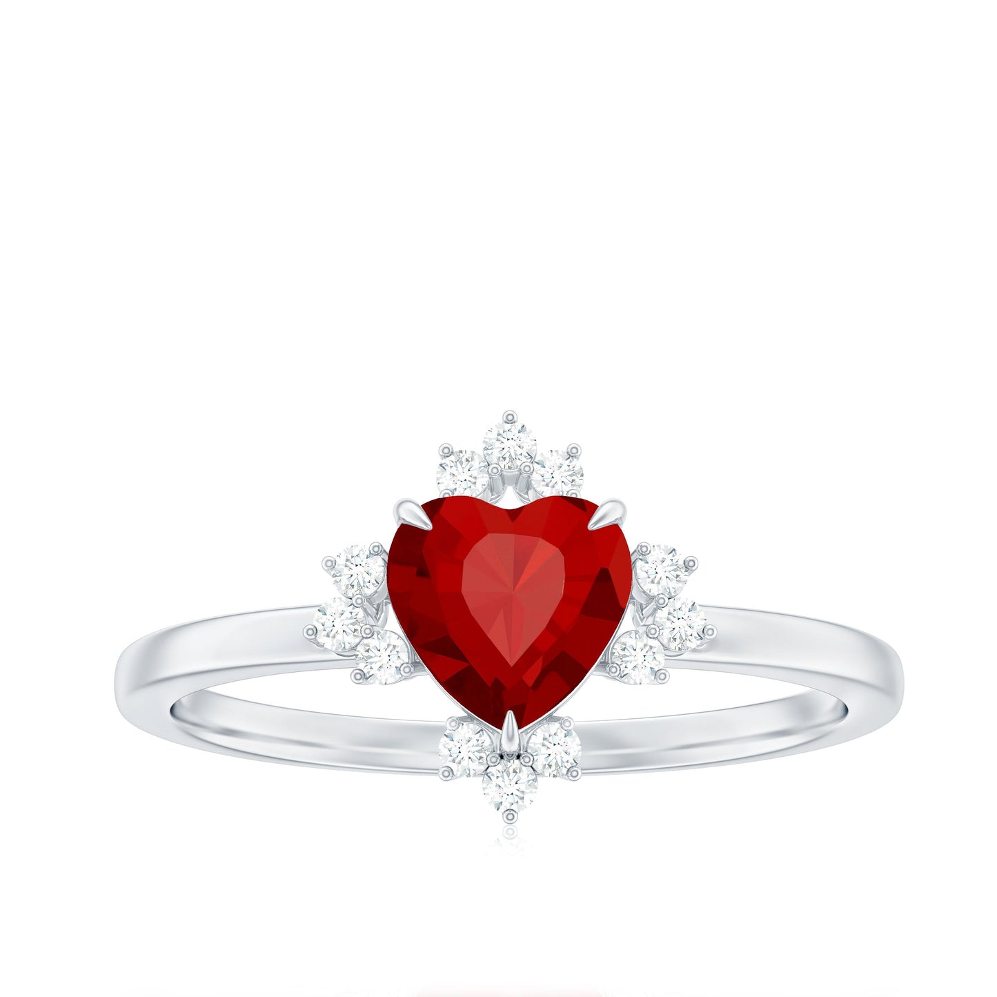 Lab Created Ruby Heart Promise Ring with Diamonds