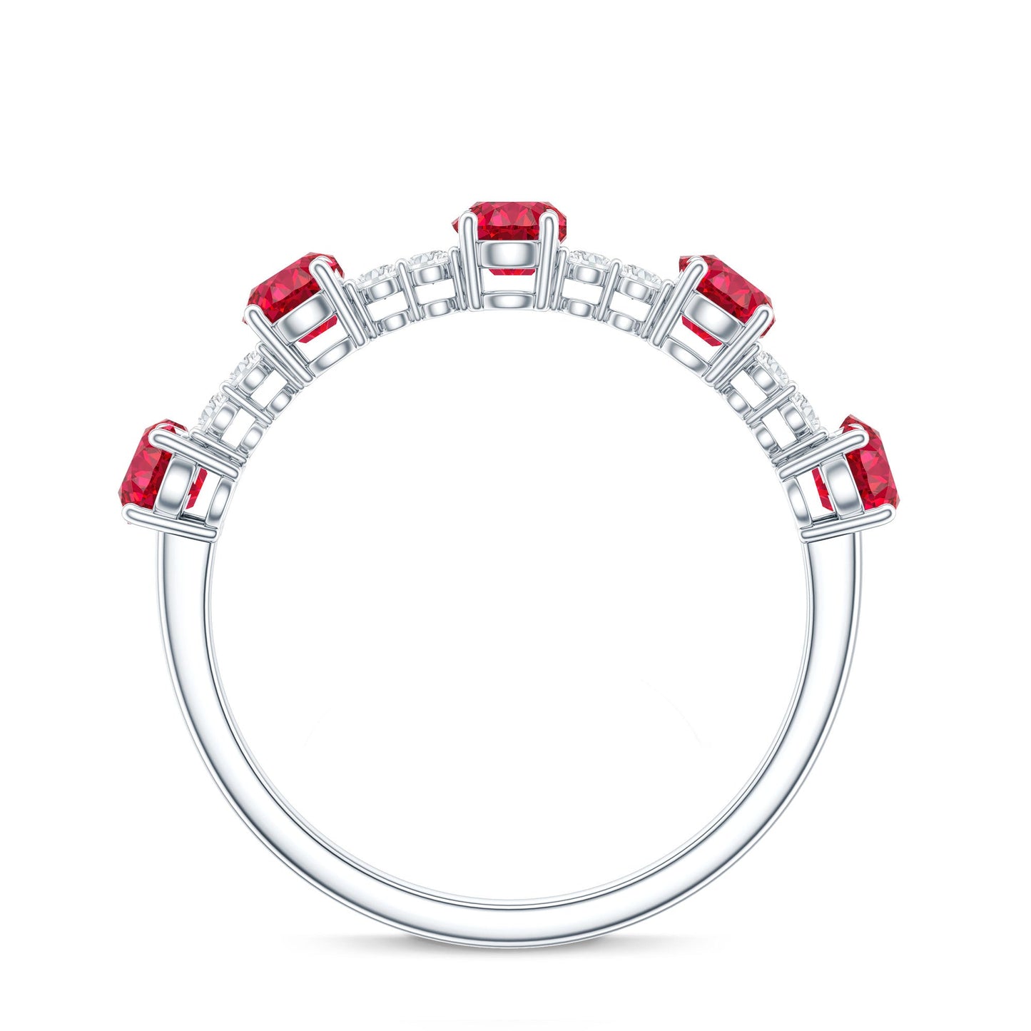 Lab Created Ruby and Diamond Half Eternity Stackable Ring