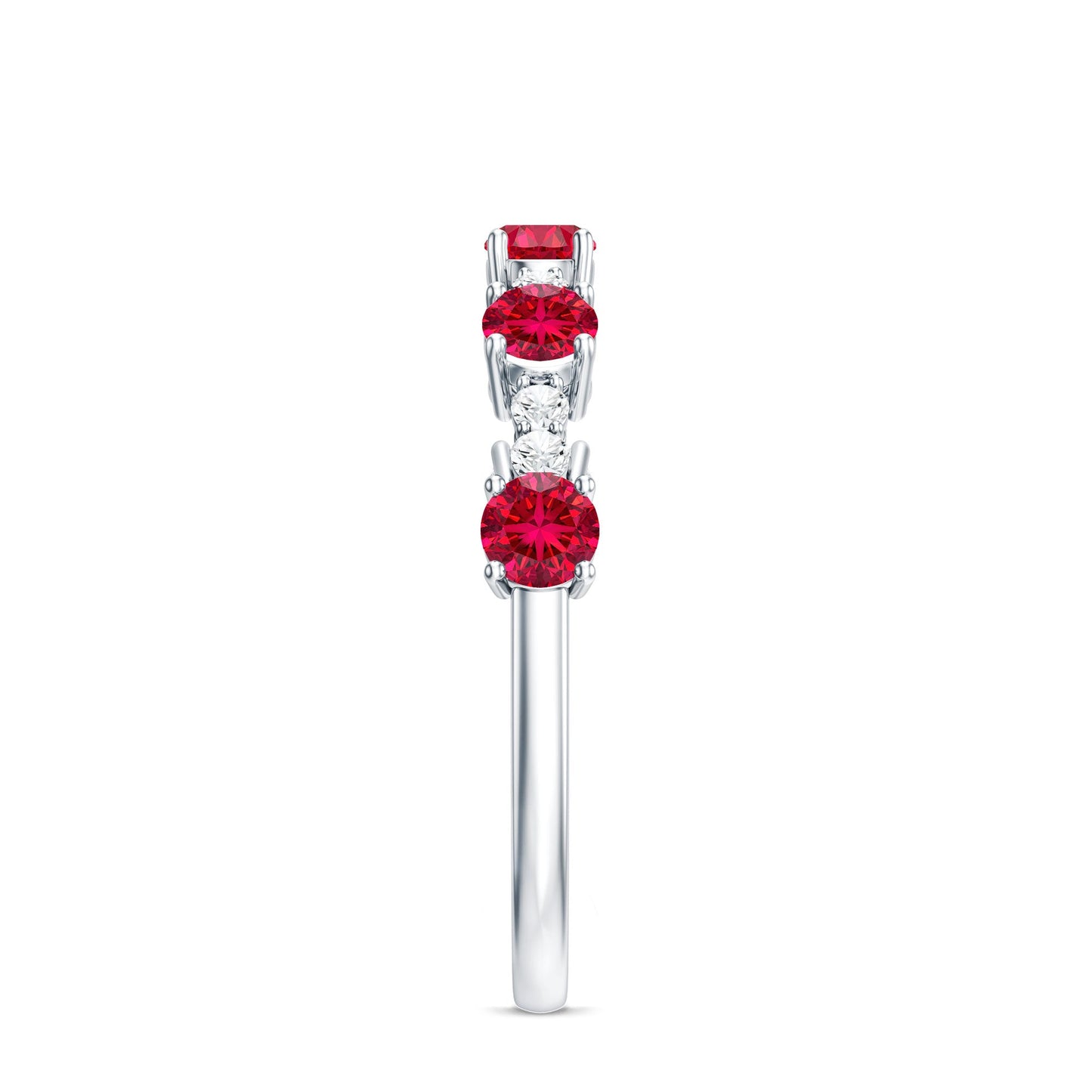 Lab Created Ruby and Diamond Half Eternity Stackable Ring