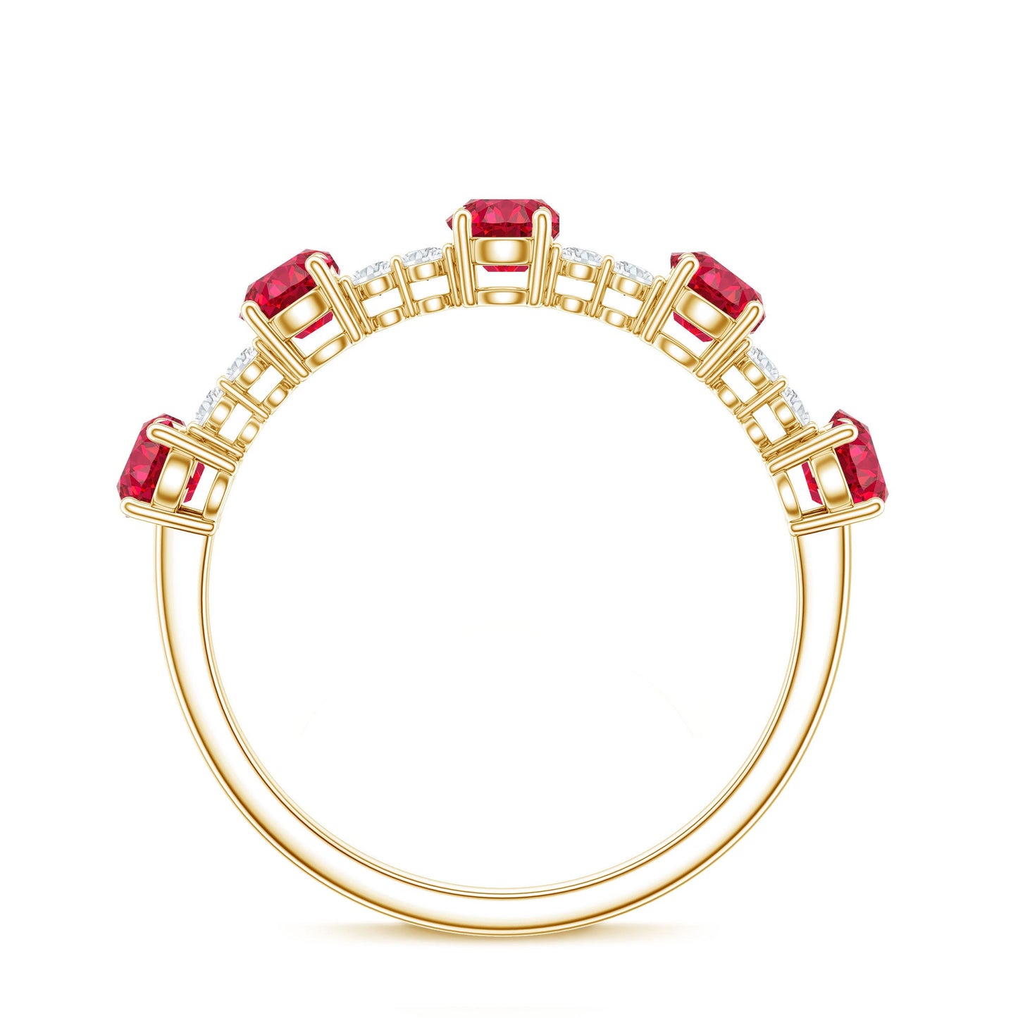 Lab Created Ruby and Diamond Half Eternity Stackable Ring