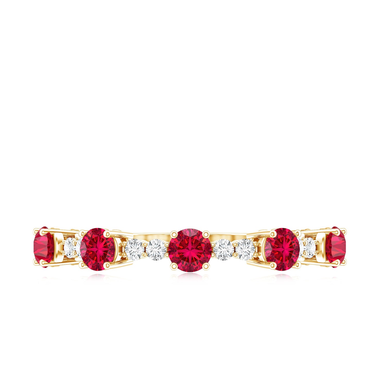 Lab Created Ruby and Diamond Half Eternity Stackable Ring