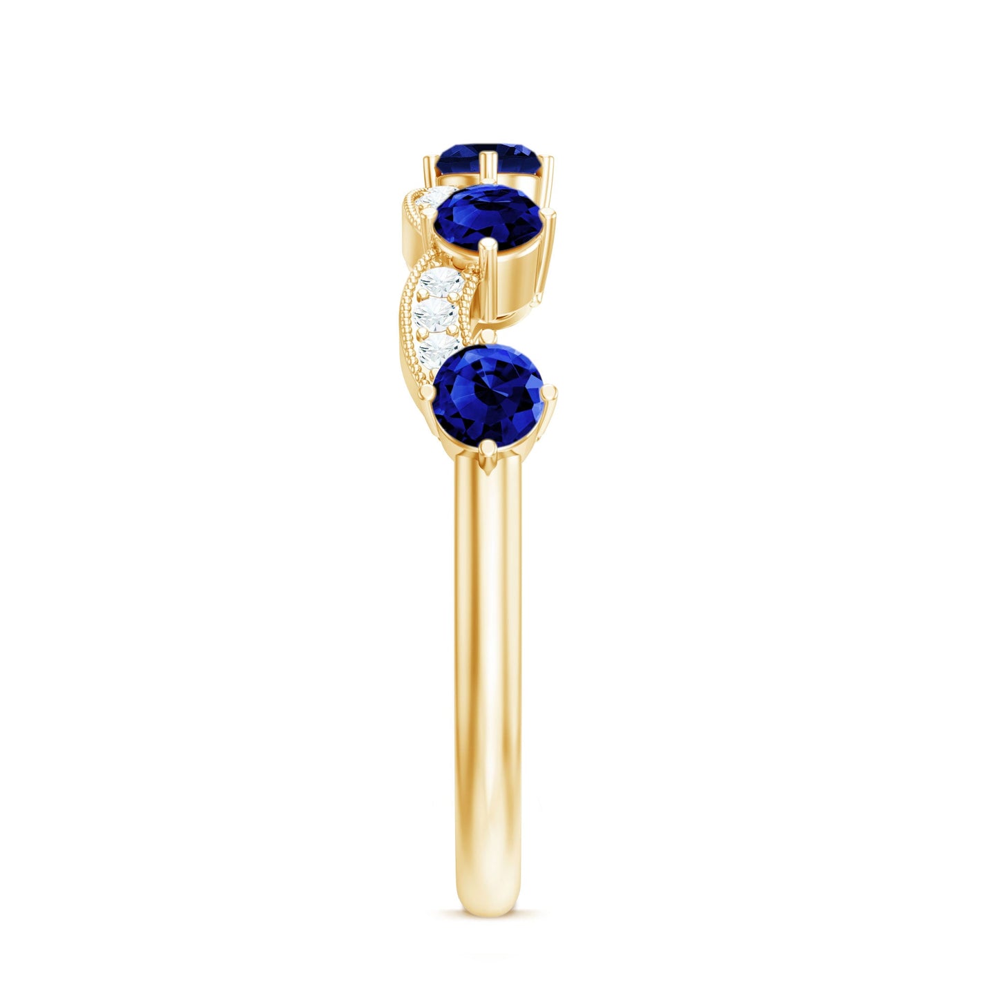 Certified Lab Grown Blue Sapphire Diamond Half Eternity Ring for Anniversary