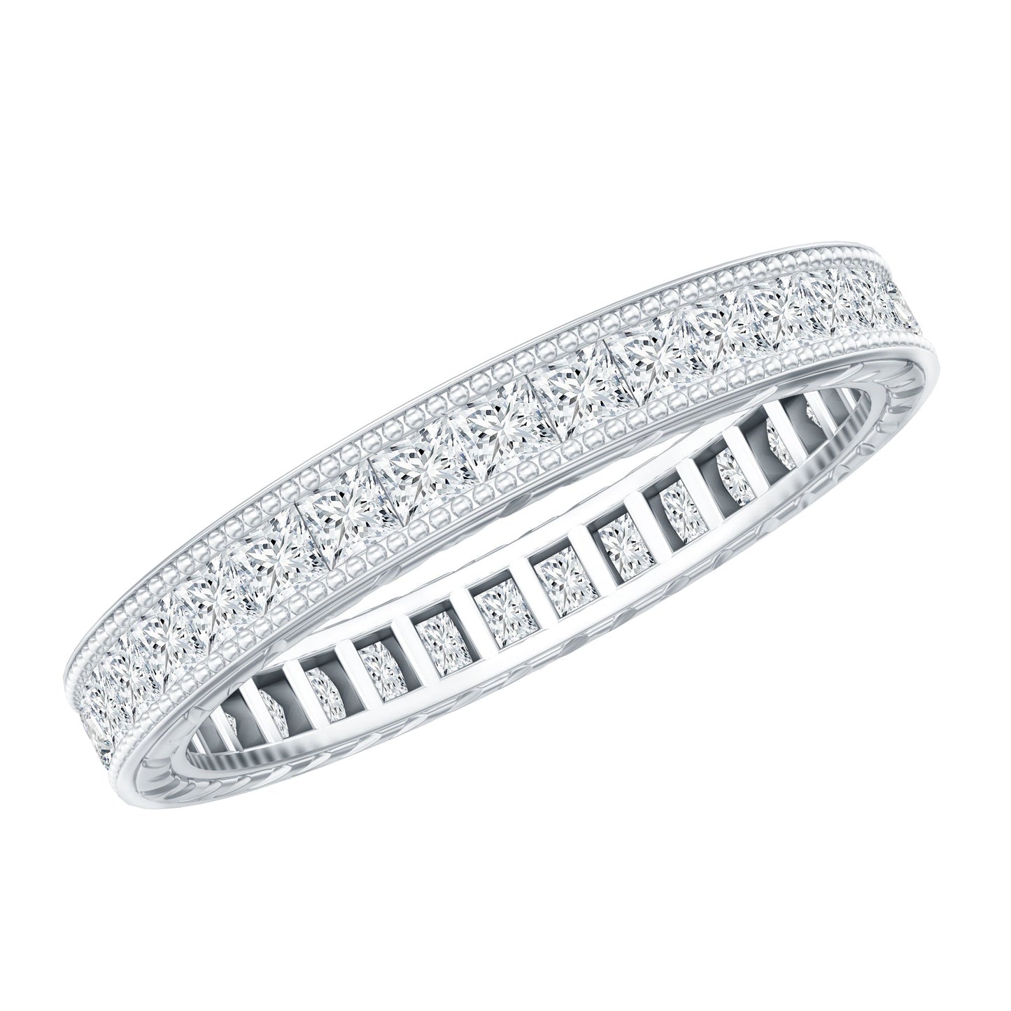 Certified Princess Cut Lab Grown Diamond Eternity Wedding Band