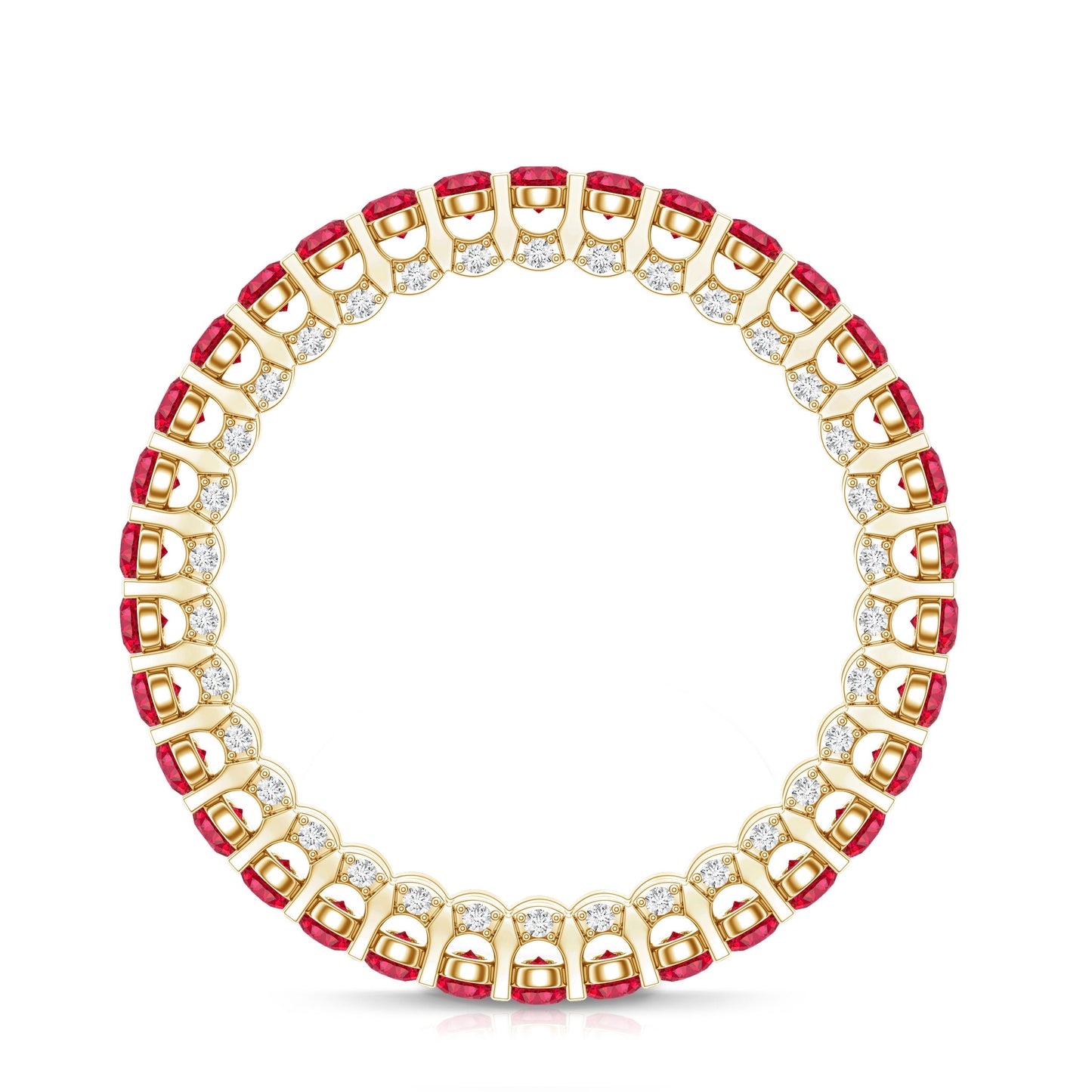 Round Shape Lab Grown Ruby and Diamond Eternity Wedding Band