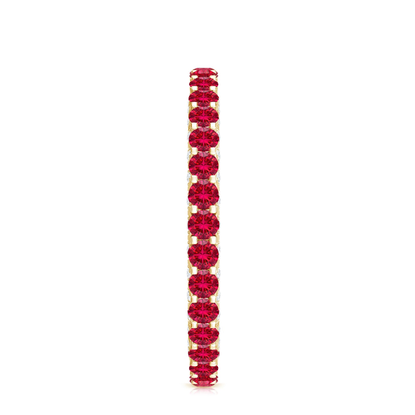 Round Shape Lab Grown Ruby and Diamond Eternity Wedding Band