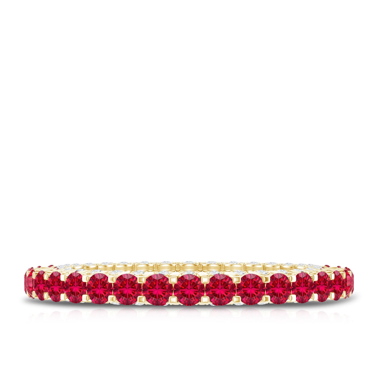 Round Shape Lab Grown Ruby and Diamond Eternity Wedding Band