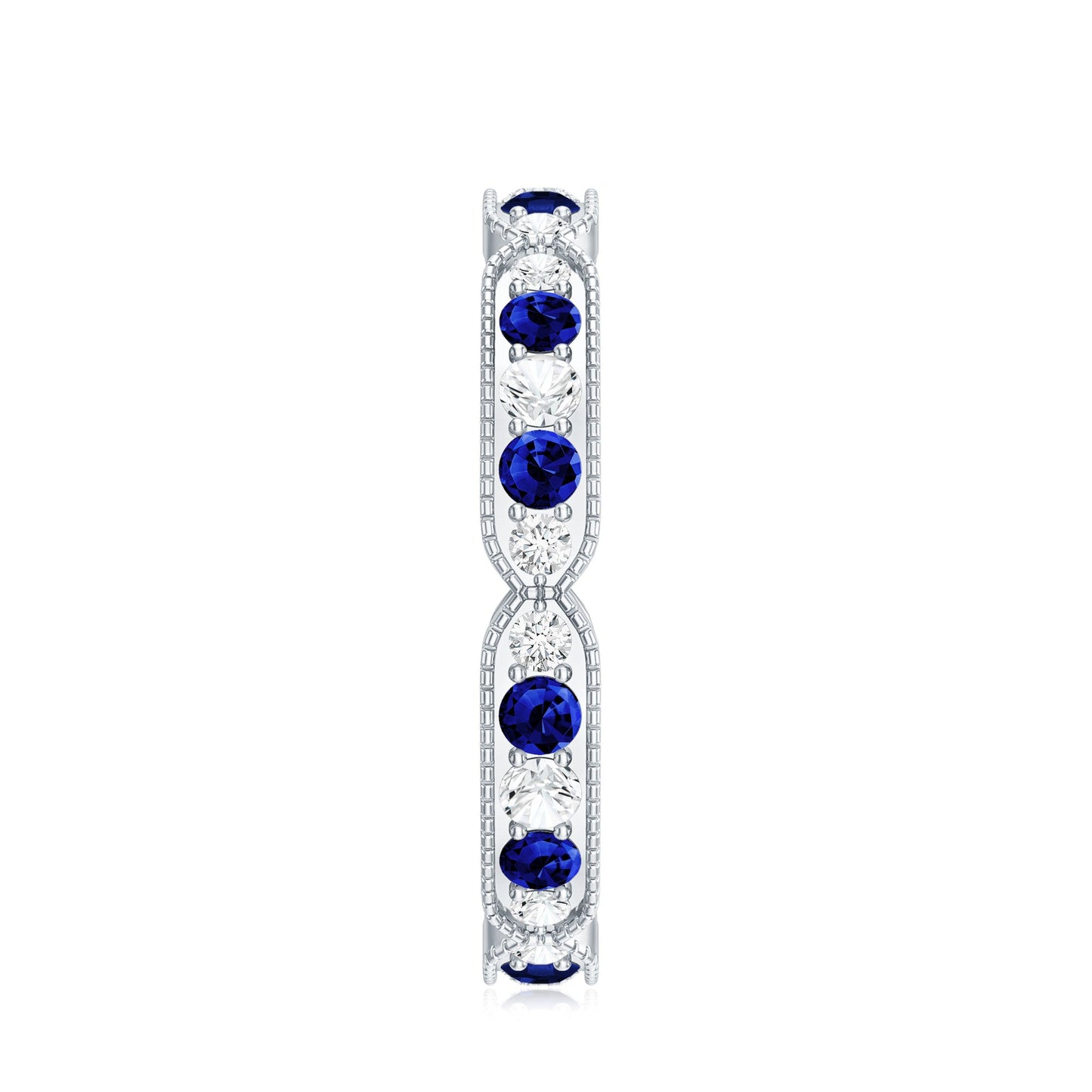 Certified Lab Grown Blue Sapphire Diamond Eternity Ring for Anniversary