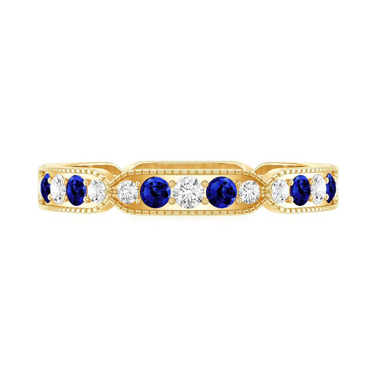 Certified Lab Grown Blue Sapphire Diamond Eternity Ring for Anniversary