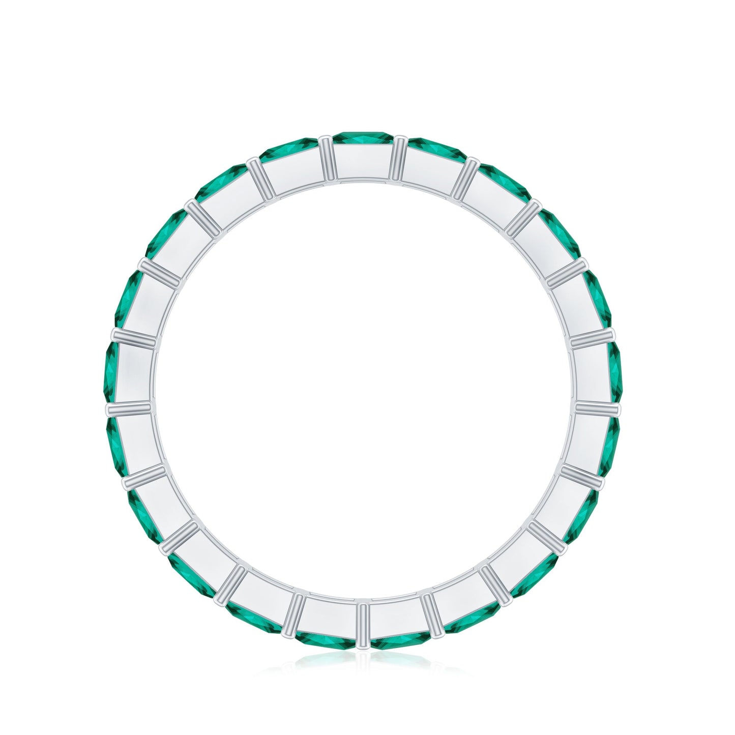 Certified Princess Cut Lab Grown Emerald Wedding Band
