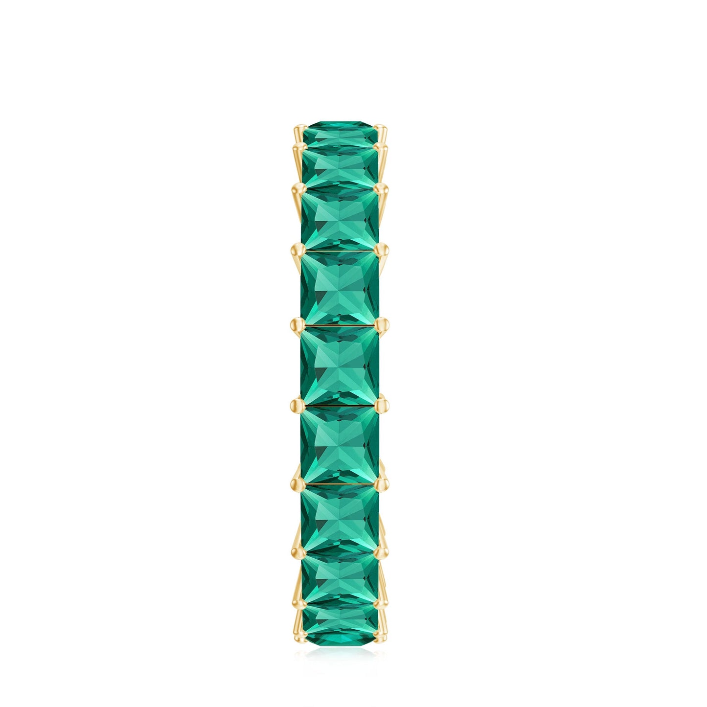 Certified Princess Cut Lab Grown Emerald Wedding Band