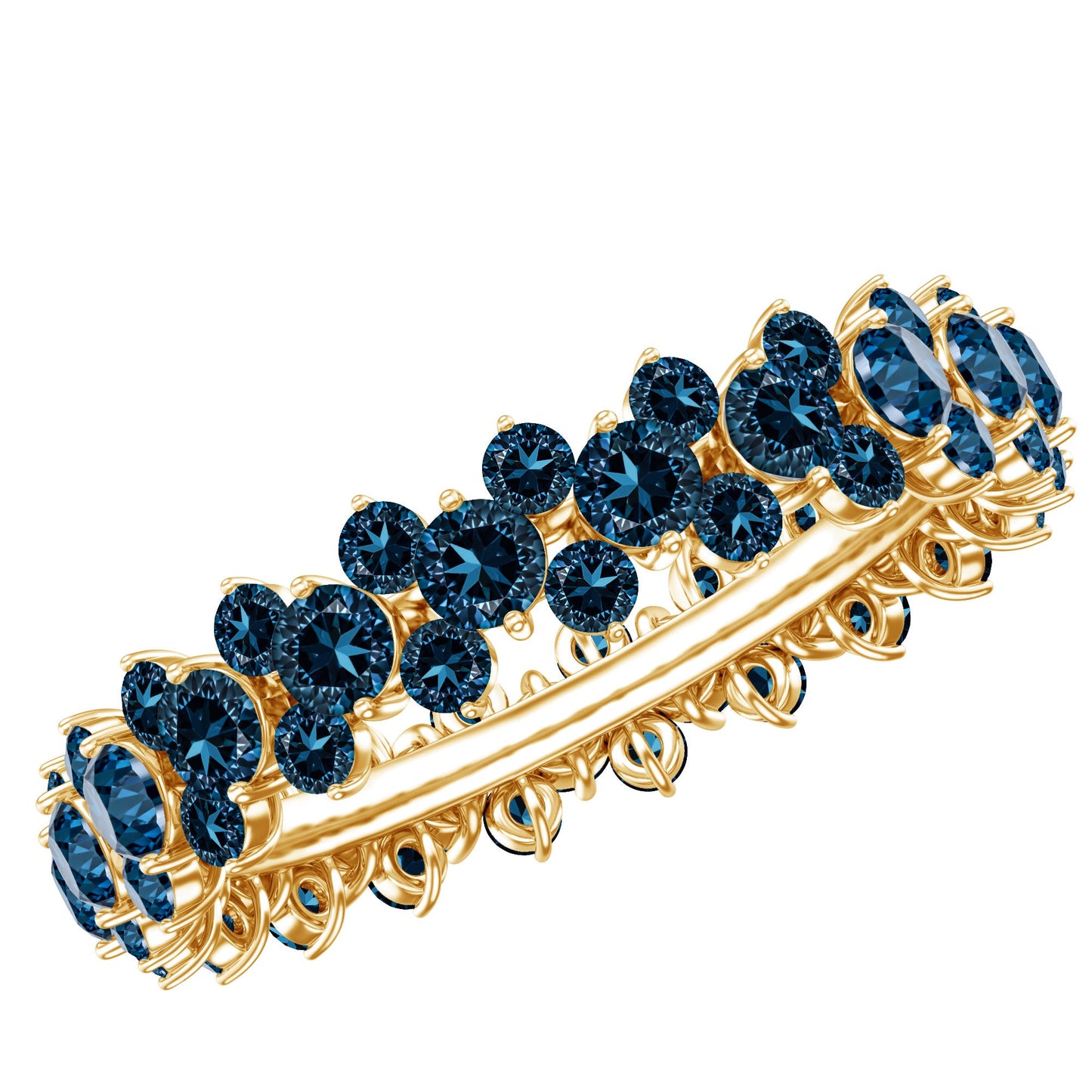London Blue Topaz Cluster Eternity Band Ring