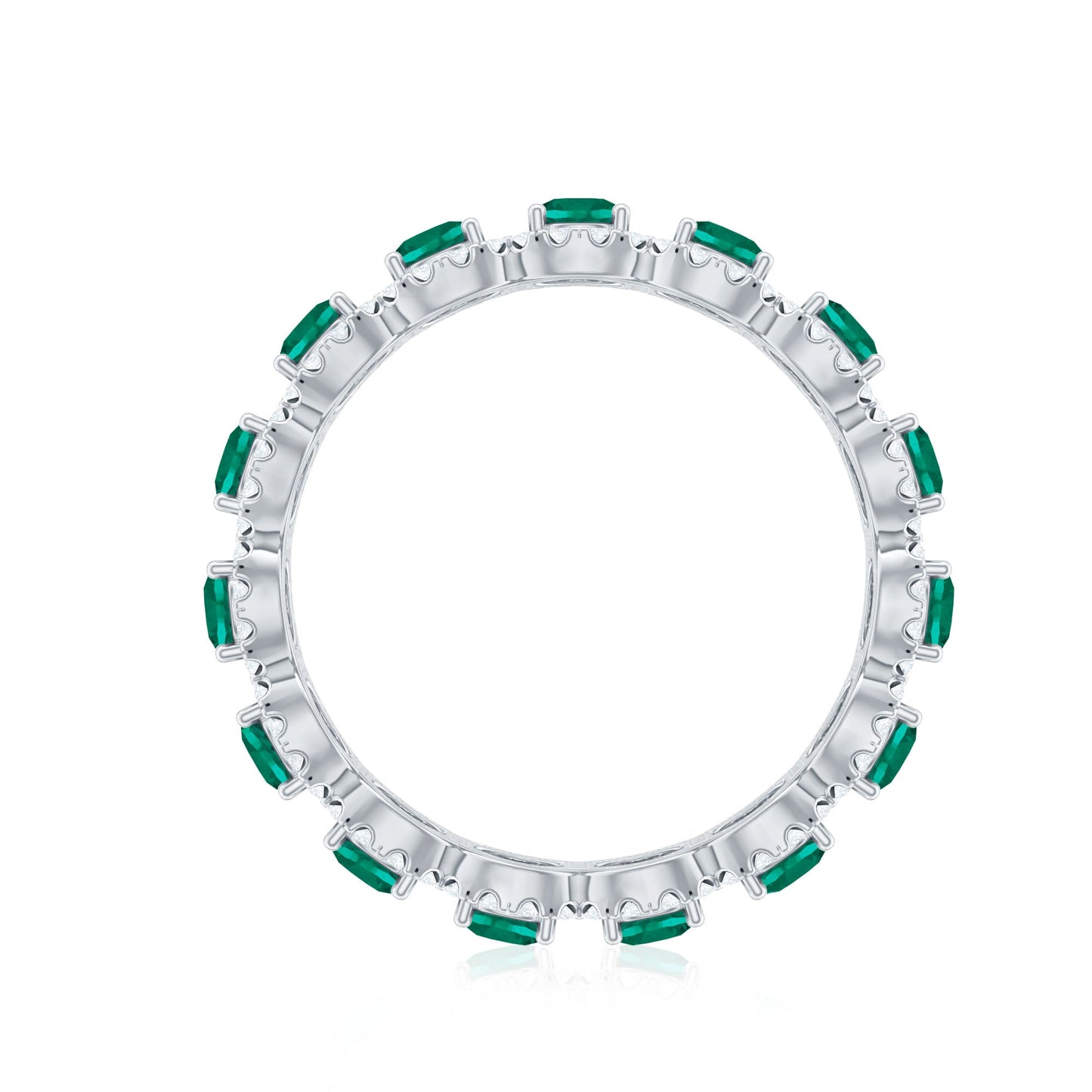 Certified Vintage Style Lab Grown Emerald Wedding Band