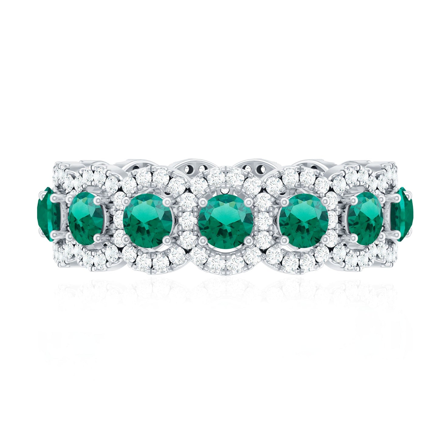 Certified Vintage Style Lab Grown Emerald Wedding Band