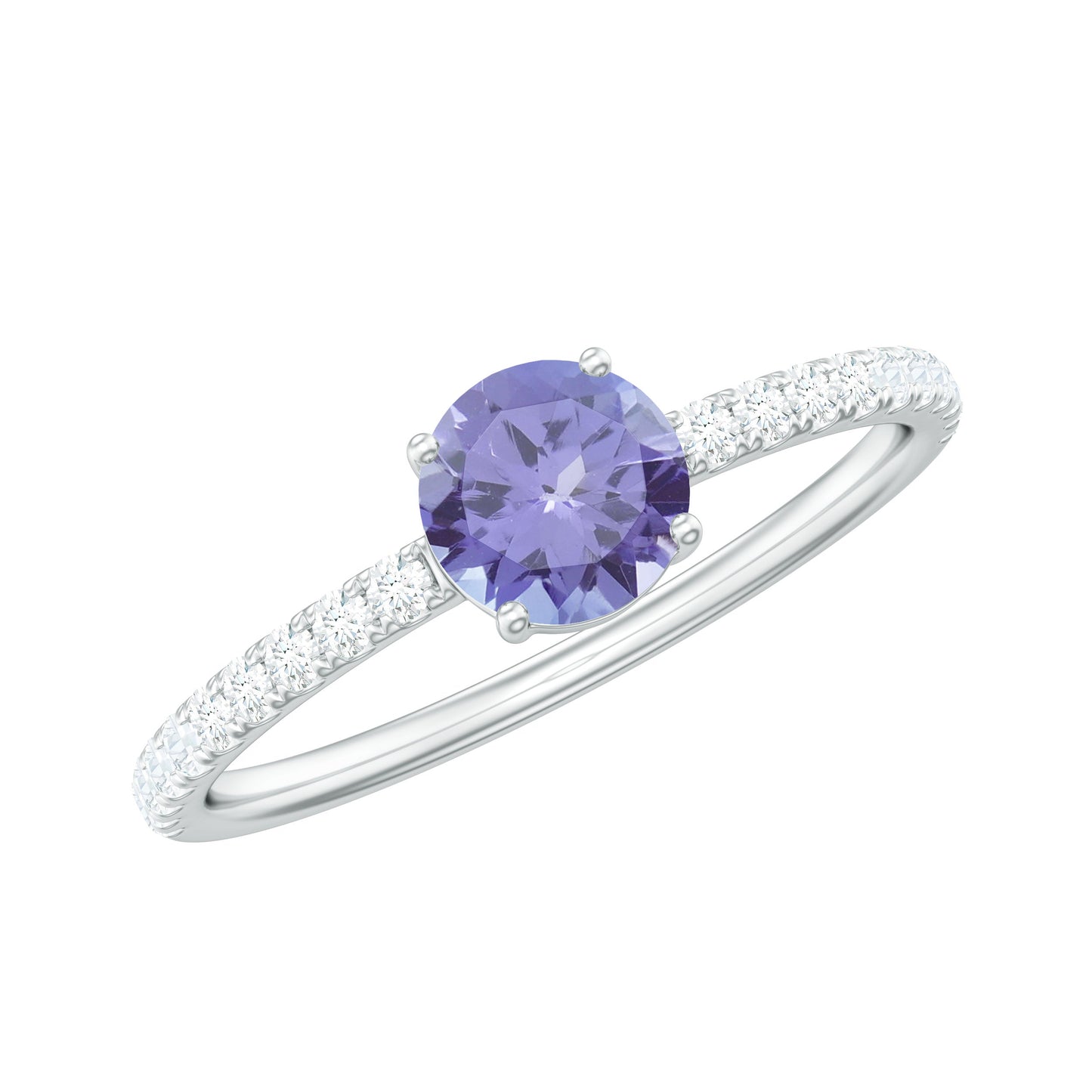 Certified Real Solitaire Tanzanite Promise Ring with Diamond