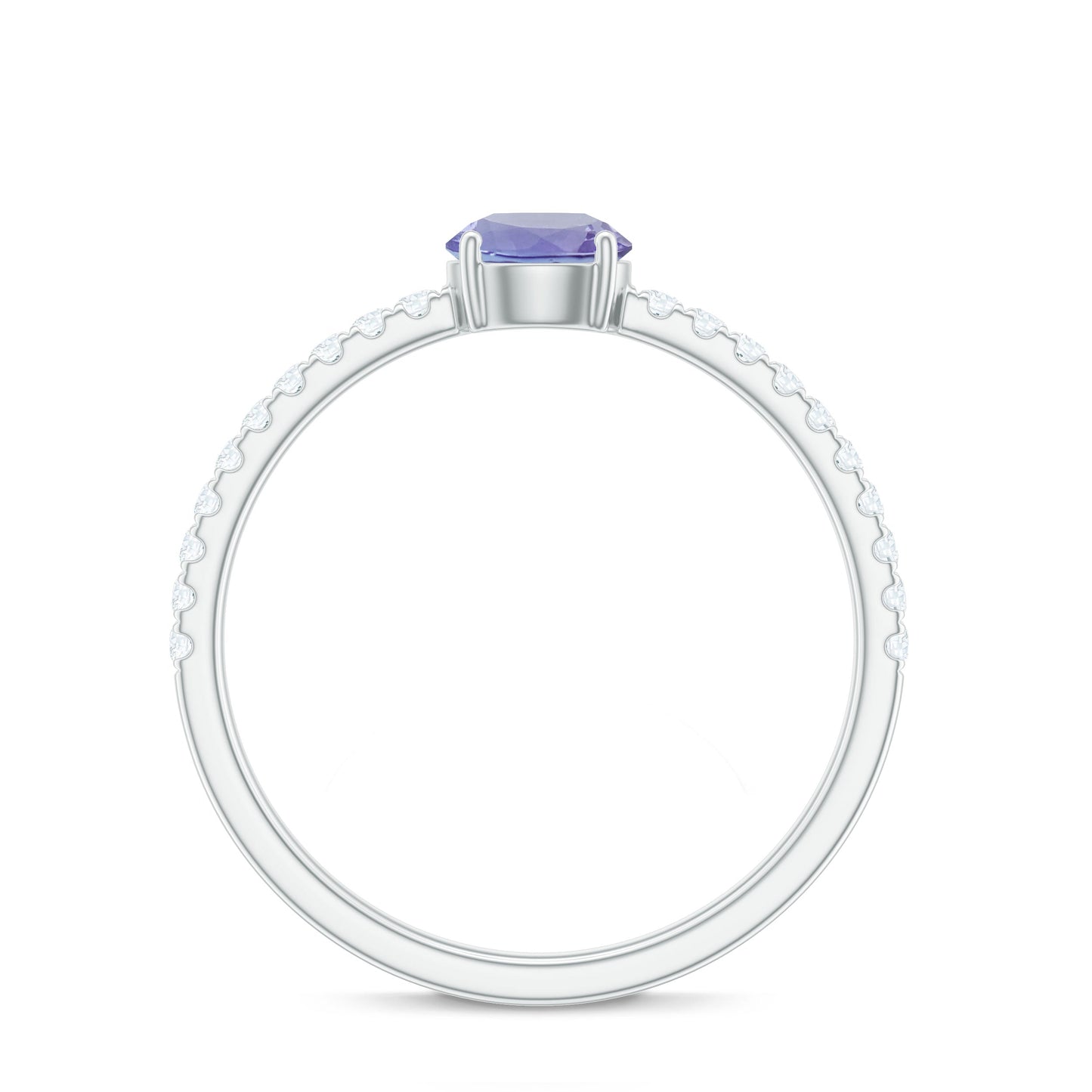 Certified Real Solitaire Tanzanite Promise Ring with Diamond