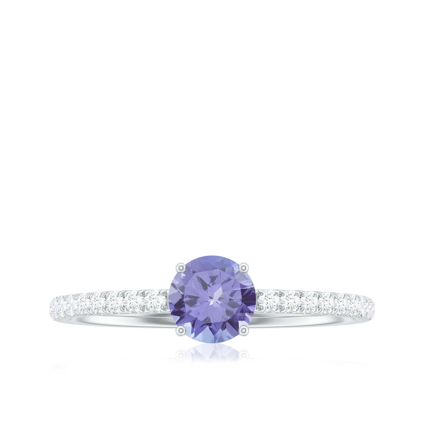 Certified Real Solitaire Tanzanite Promise Ring with Diamond