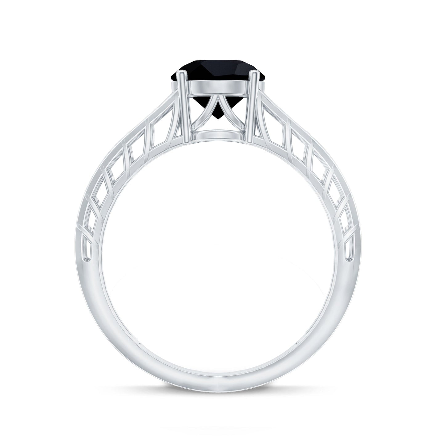 2 Carat Round Black Onyx Filigree Engagement Ring with Certificate