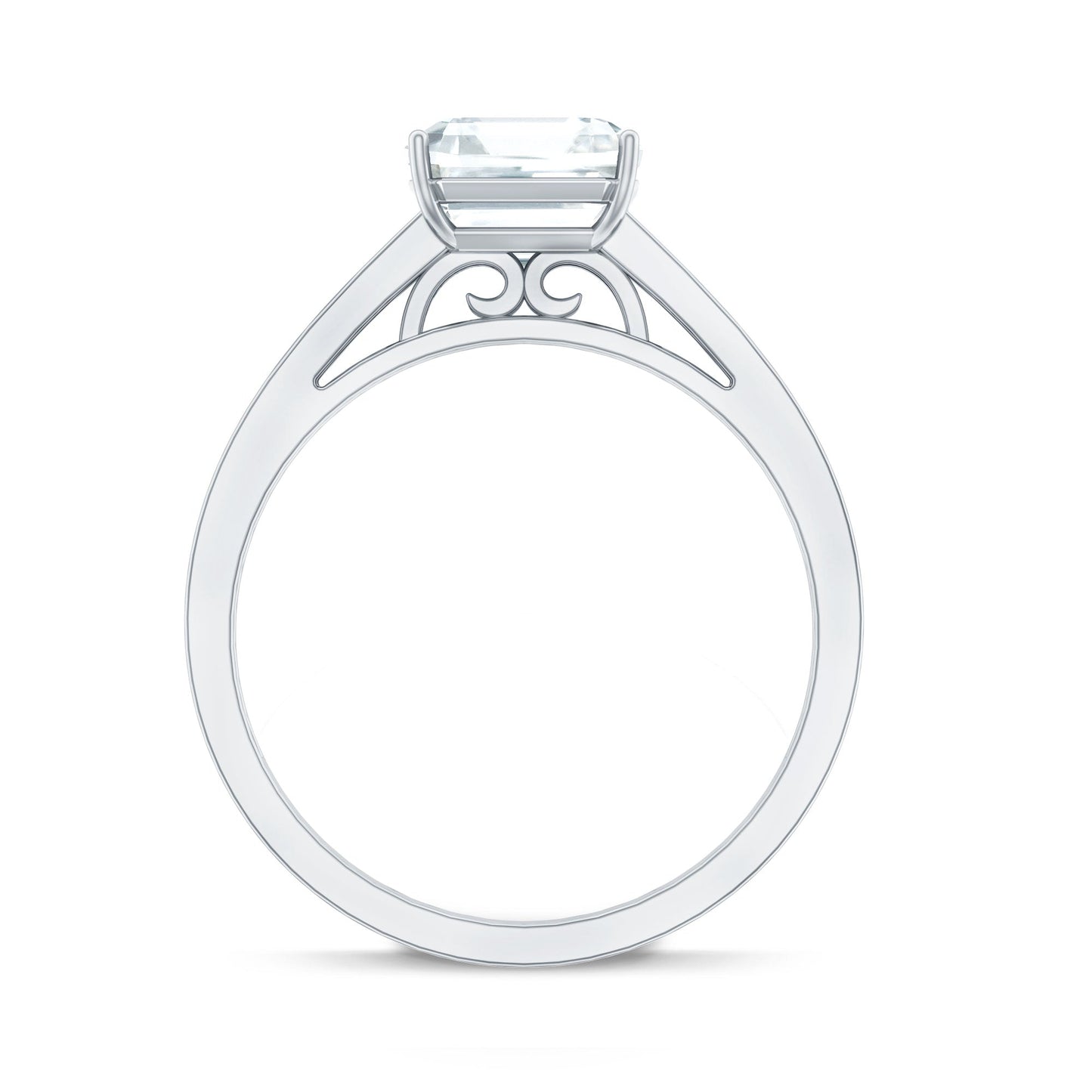 Asscher Cut 3 Carat Moissanite Solitaire Engagement Ring with Side Stones