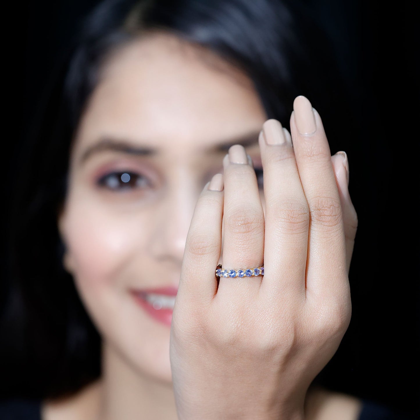 Real Tanzanite Full Eternity Ring for Women