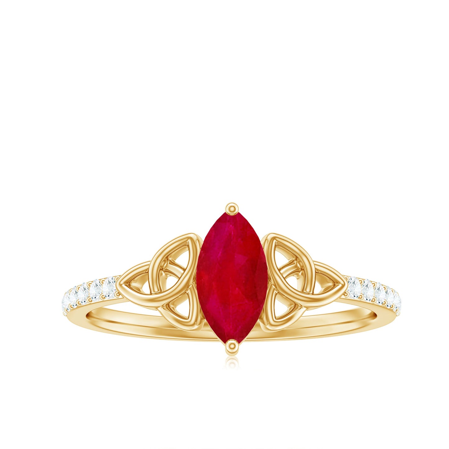 Natural 0.75 Carat Marquise Ruby Diamond Engagement Ring with Celtic Knot