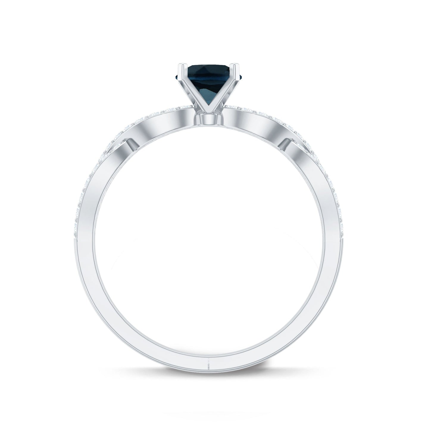 Round Blue Topaz Infinity Engagement Ring with Diamonds