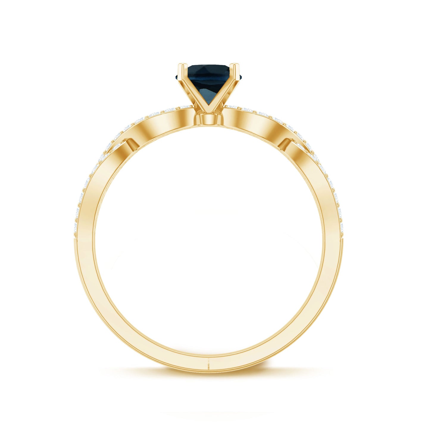 Round Blue Topaz Infinity Engagement Ring with Diamonds