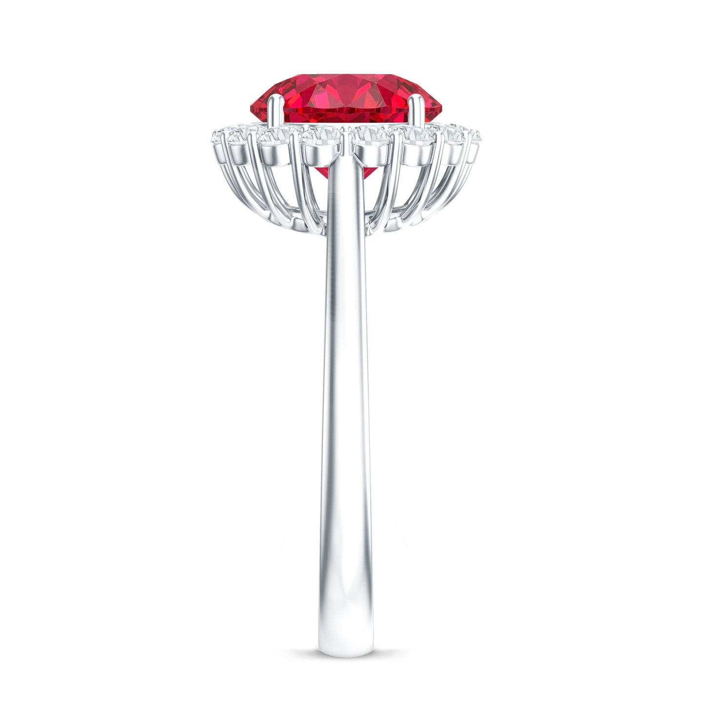Lab Created 2.3 Carat Ruby Halo Engagement Ring with Diamonds