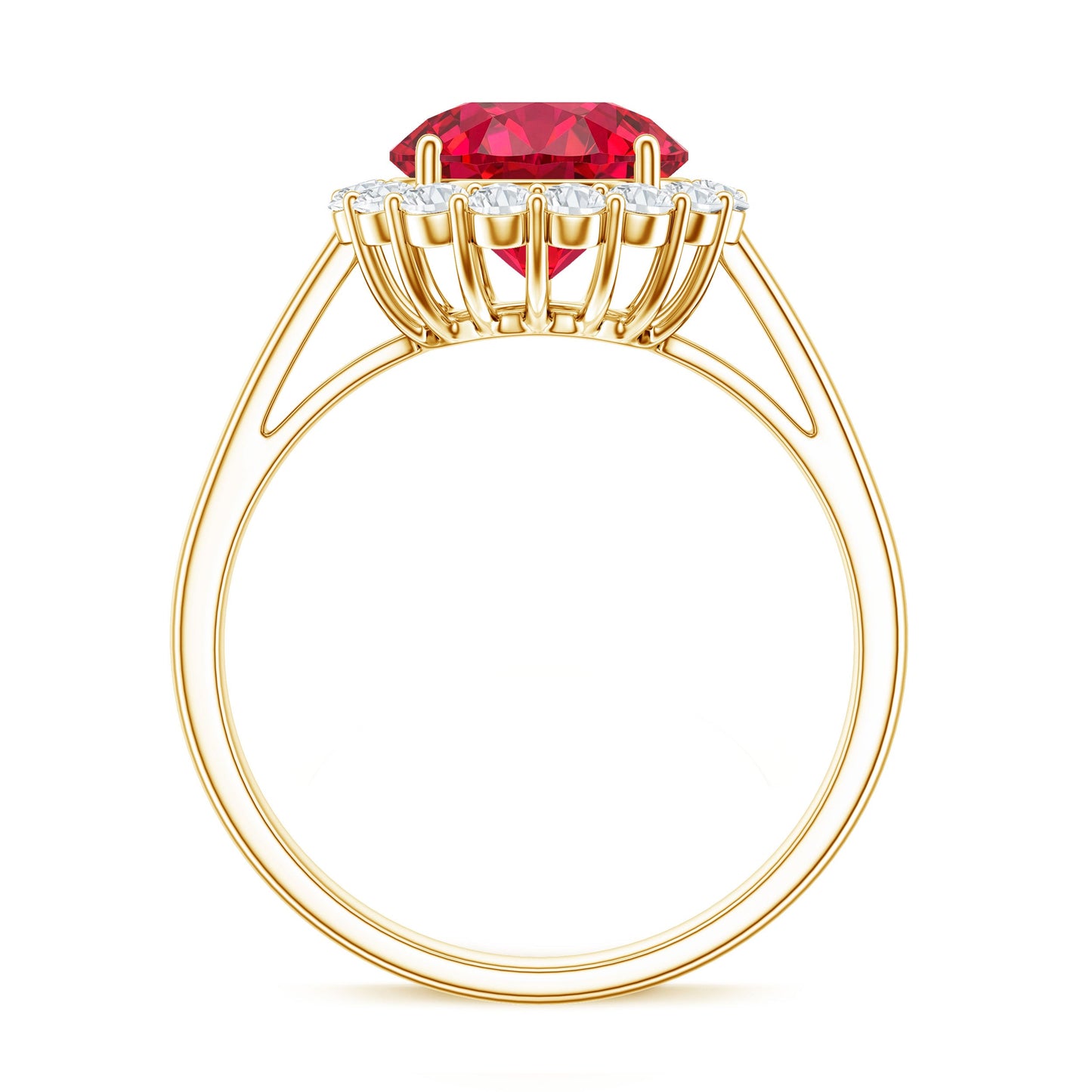 Lab Created 2.3 Carat Ruby Halo Engagement Ring with Diamonds