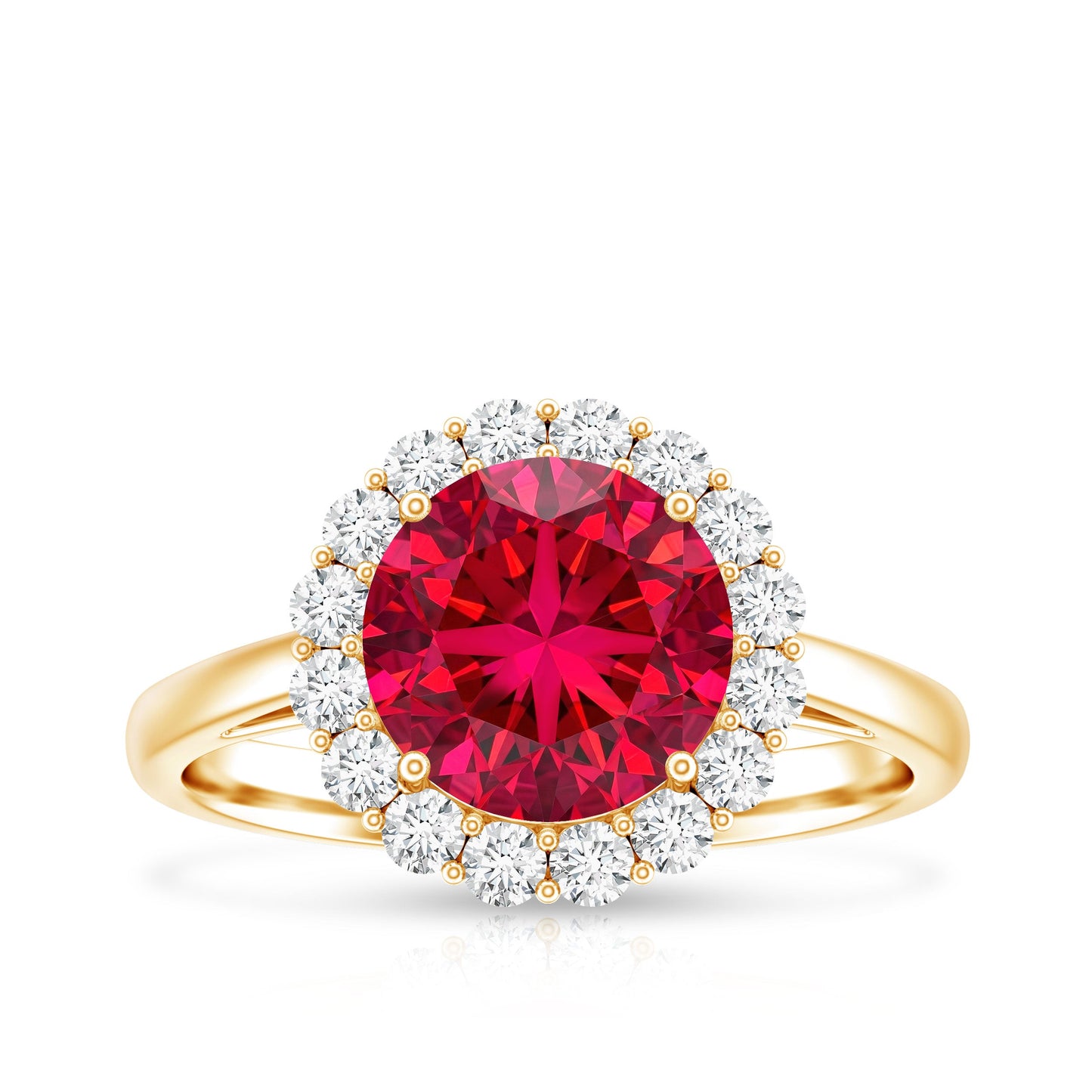 Lab Created 2.3 Carat Ruby Halo Engagement Ring with Diamonds