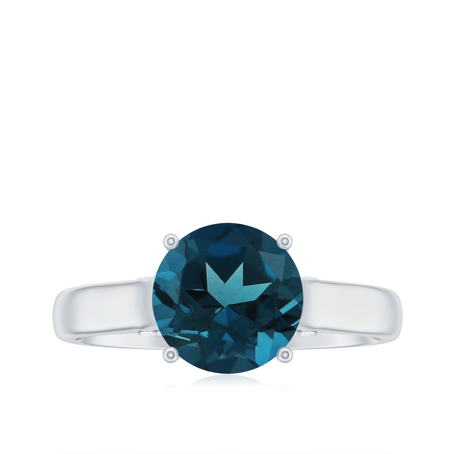 Solitaire Round London Blue Topaz Cathedral Engagement Ring
