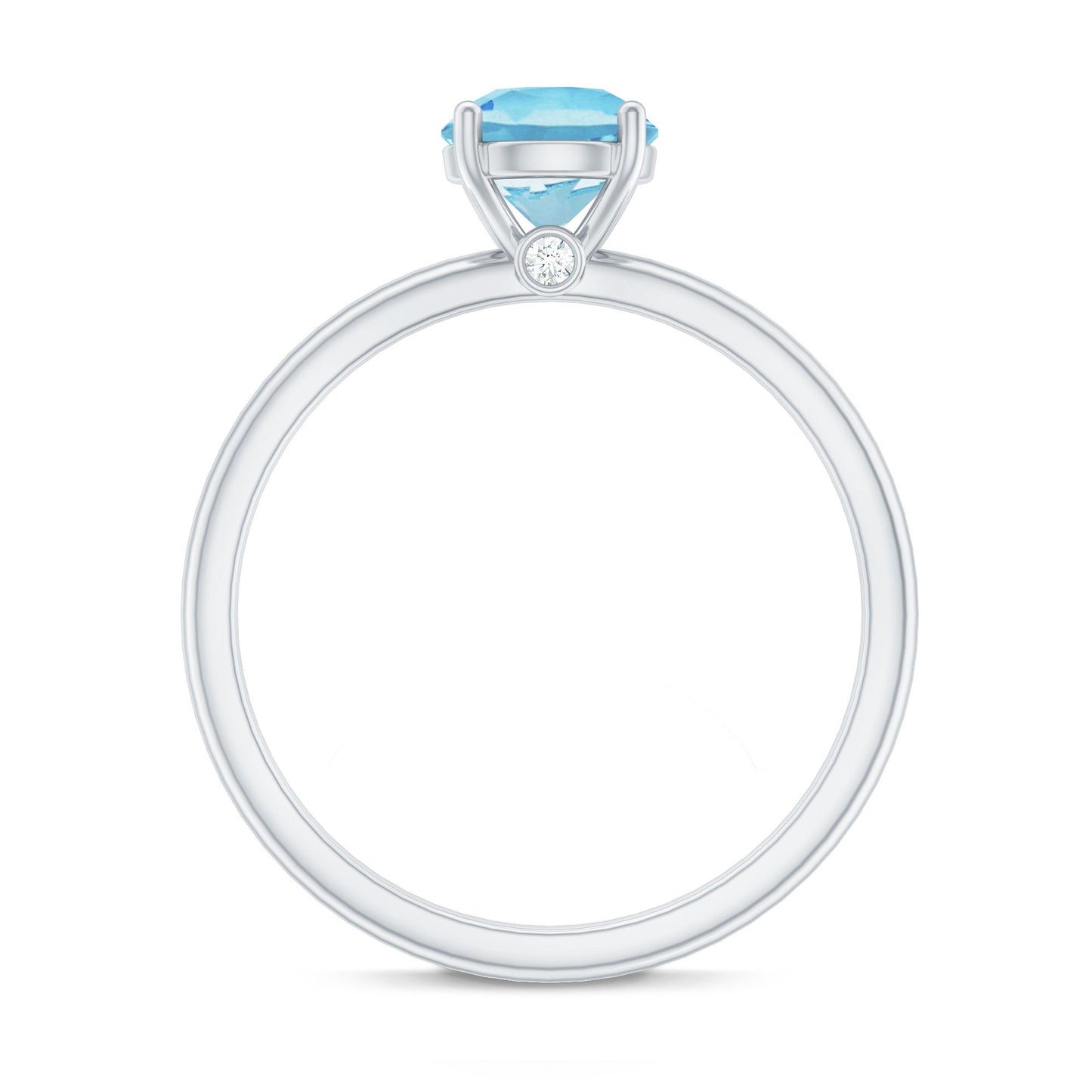 Natural Aquamarine Promise Ring with Surprise Diamond