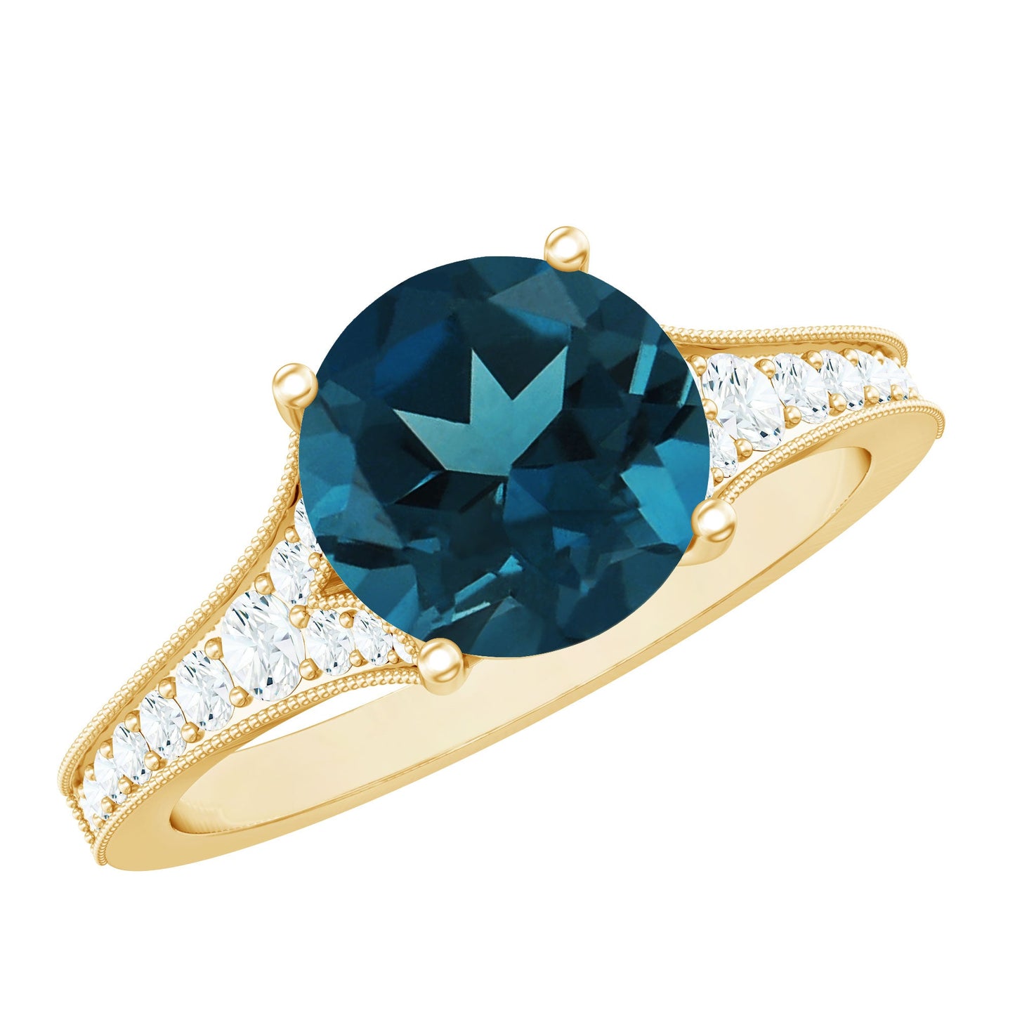 Natural London Blue Topaz and Diamond Engagement Ring