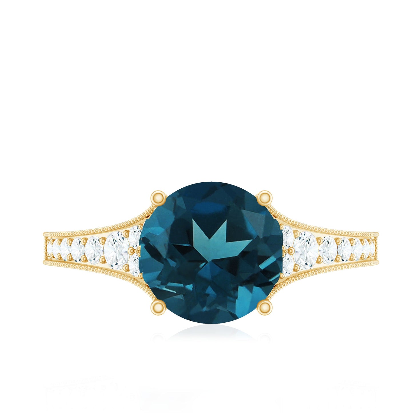 Natural London Blue Topaz and Diamond Engagement Ring