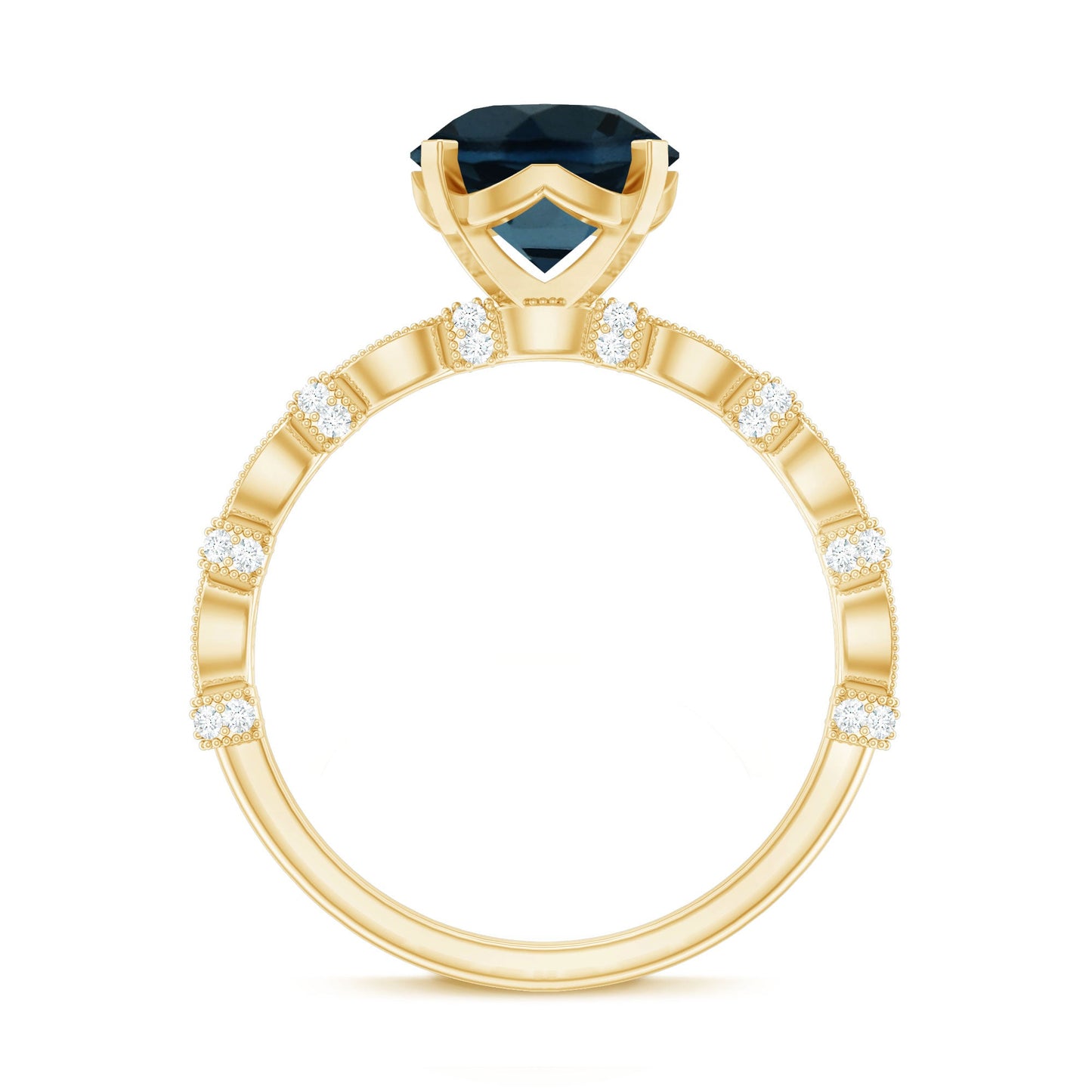 2 Carat London Blue Topaz Solitaire Engagement Ring with Diamonds