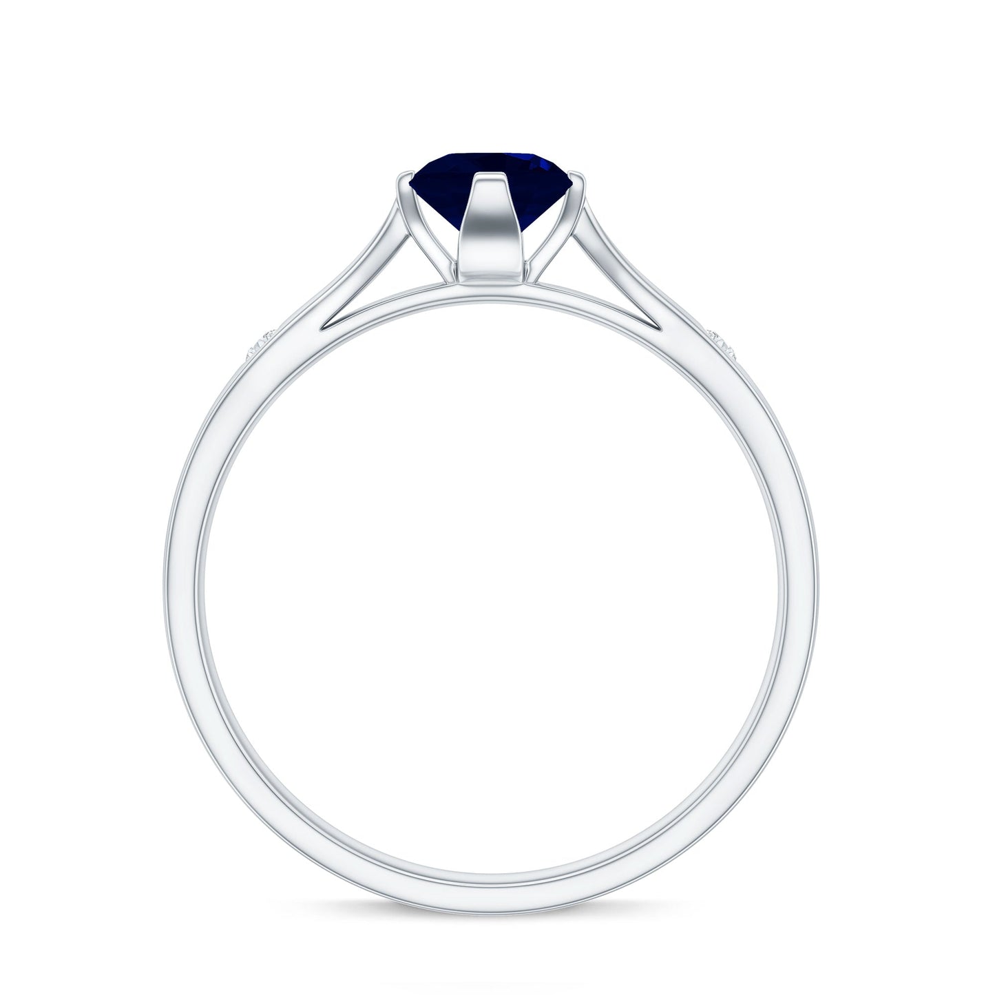 Round Cut Certified Blue Sapphire Promise Ring with Diamond