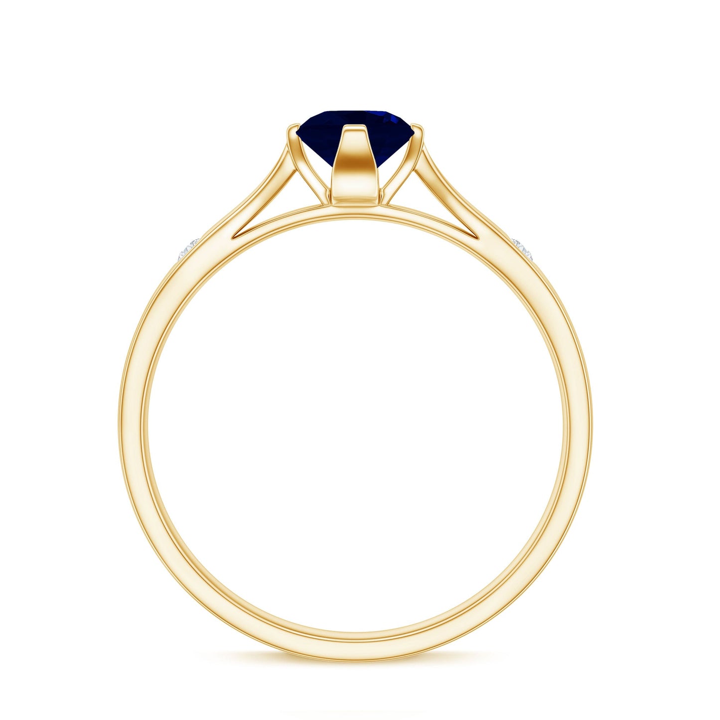 Round Cut Certified Blue Sapphire Promise Ring with Diamond