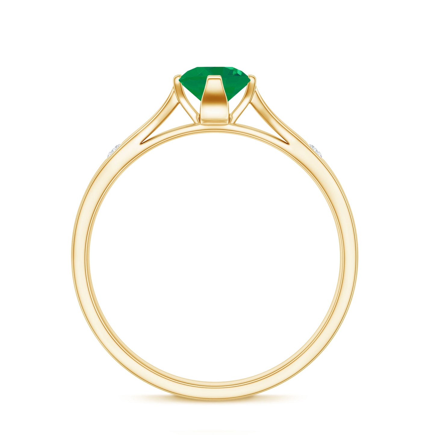 Natural Emerald Diamond Promise Ring with Pinched Shank