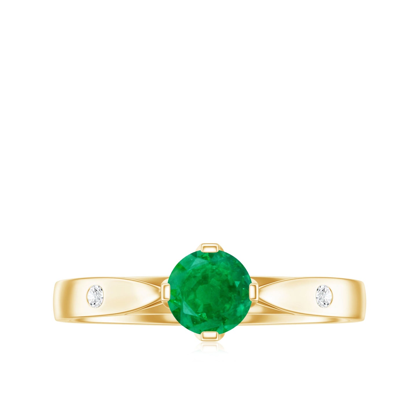 Natural Emerald Diamond Promise Ring with Pinched Shank