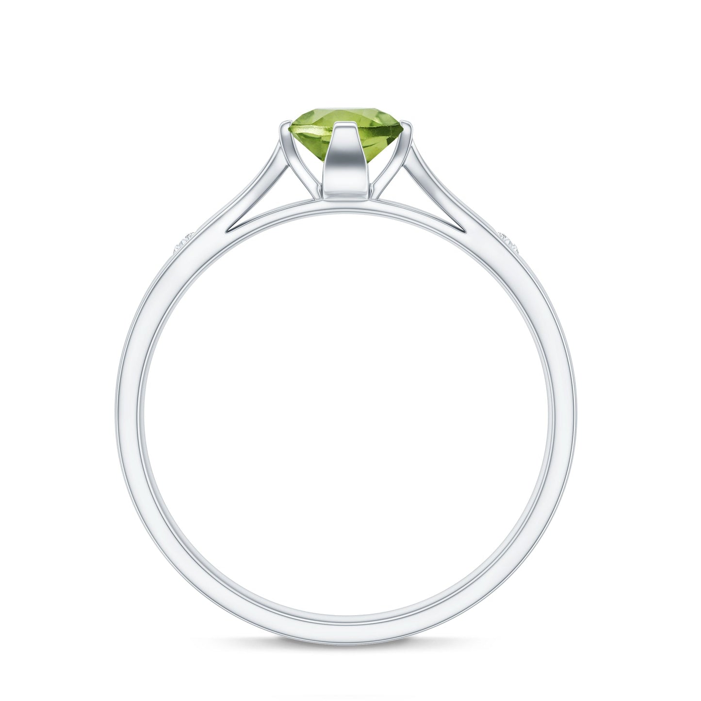 Natural 0.5 Carat Peridot Promise Ring with Diamond