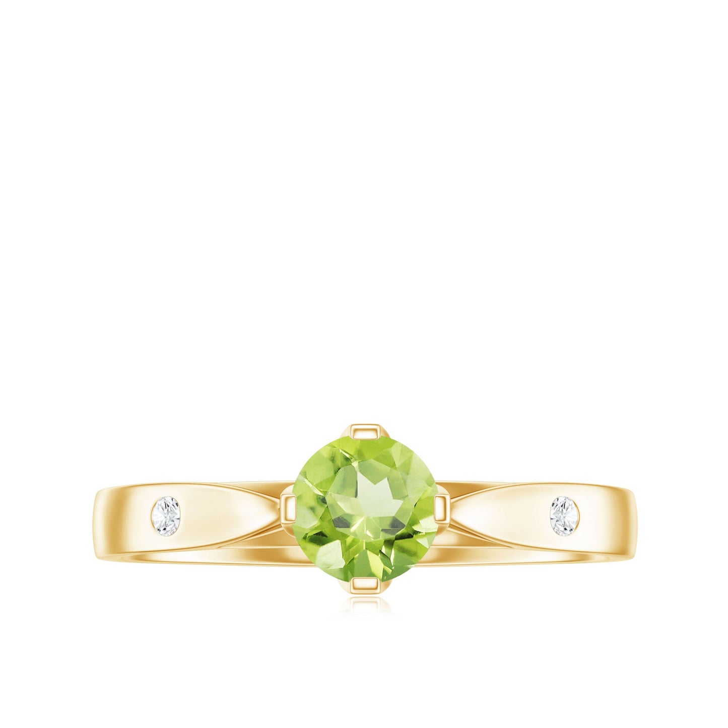 Natural 0.5 Carat Peridot Promise Ring with Diamond