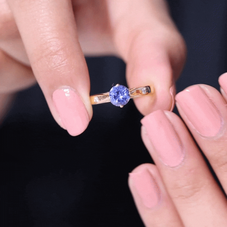 Natural Tanzanite Diamond Commitment Ring for Women
