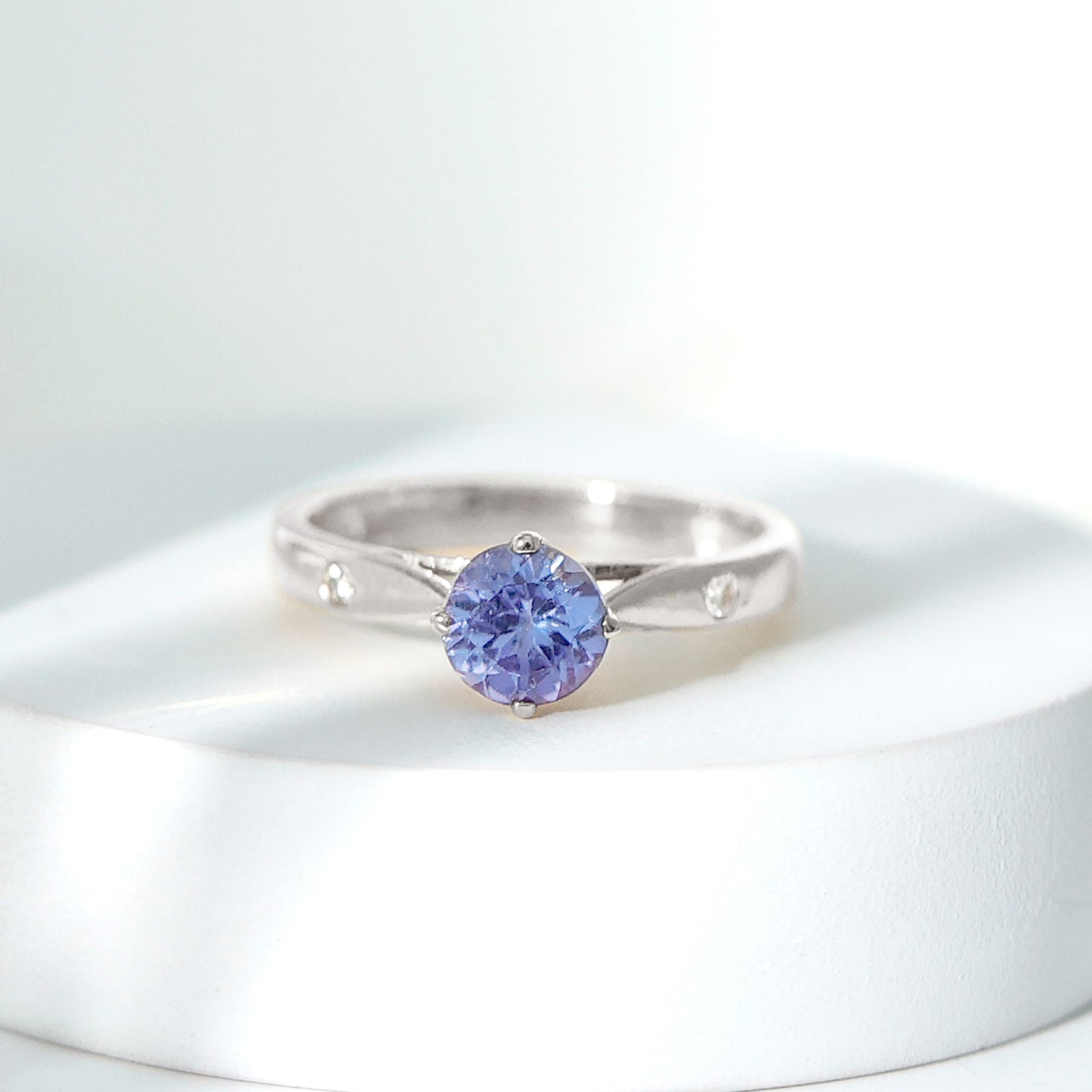 Natural Tanzanite Diamond Commitment Ring for Women