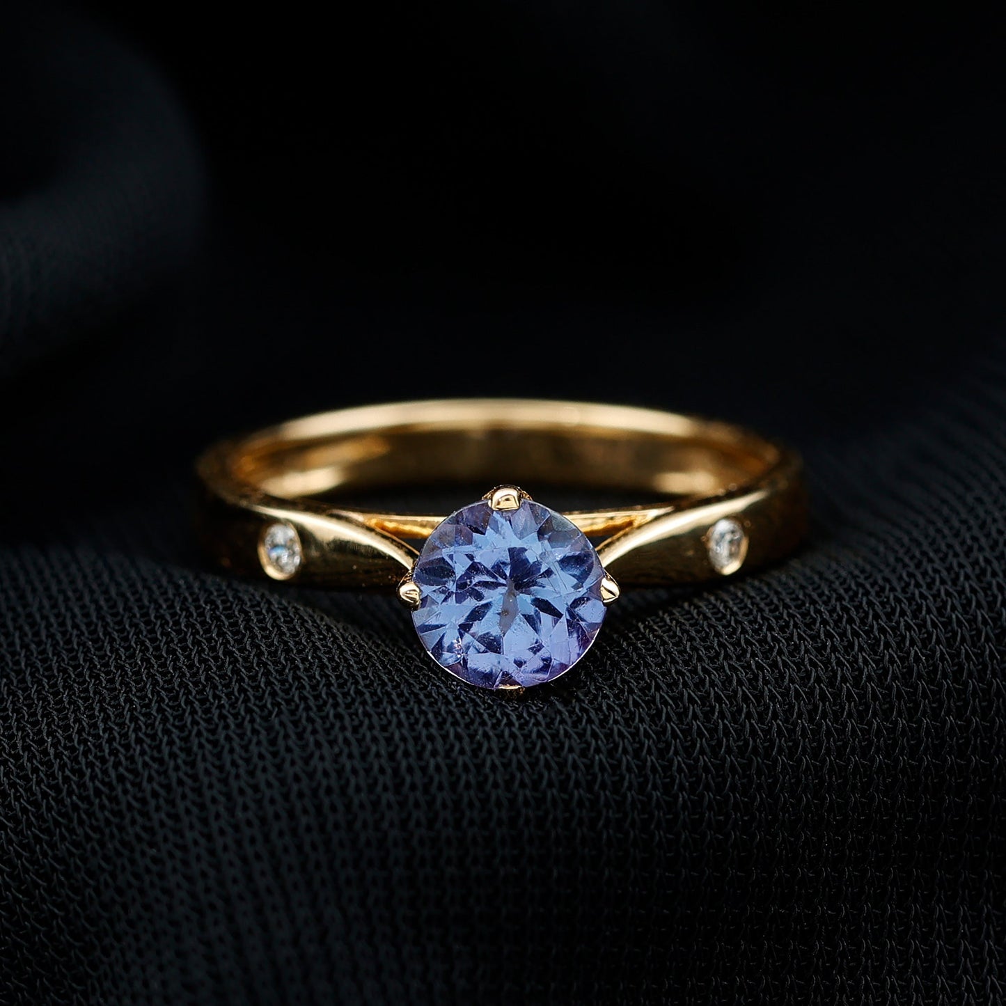 Natural Tanzanite Diamond Commitment Ring for Women