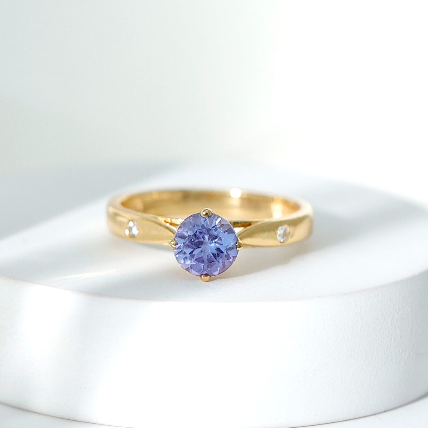 Natural Tanzanite Diamond Commitment Ring for Women