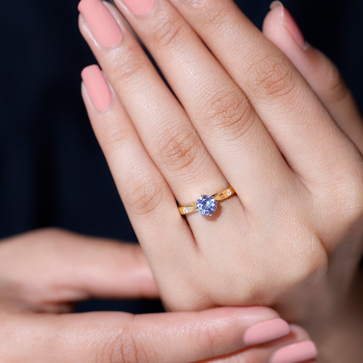 Natural Tanzanite Diamond Commitment Ring for Women